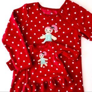 Carter’s Red PolkaDot Fleece Nightgown w/ Doll Set